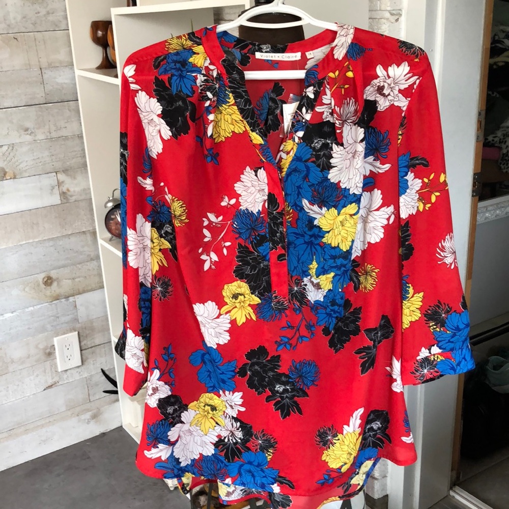 Vibrant floral print blouse